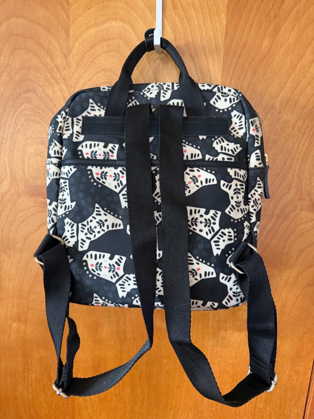 RADLEY LONDON Black Backpack with Cream Scotty Dog Print and Red Accents - Picture 7 of 16